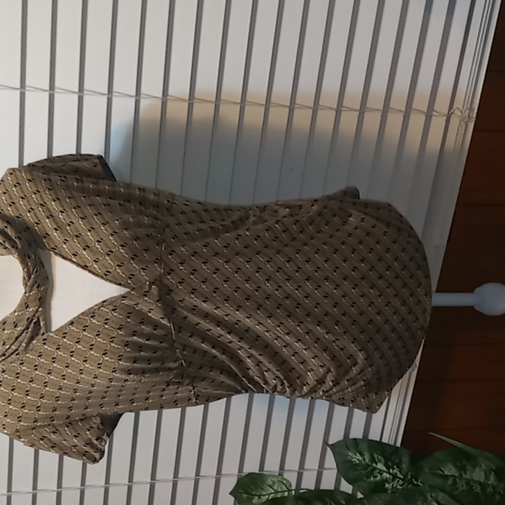 New York & Company Stretch top size L brown, black, beige, tie neck